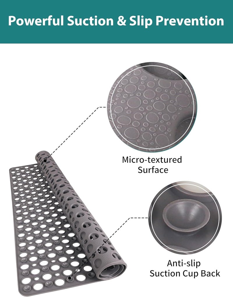 Yonala Extra Large Shower Mat, 47 x 32 Inch Non Slip Shower Mats for Inside Shower, Soft TPE Shower Floor Mat with Suction Cups and Drain Holes, Machine Washable Bathroom Shower Mat, Easy to Clean - Image 3